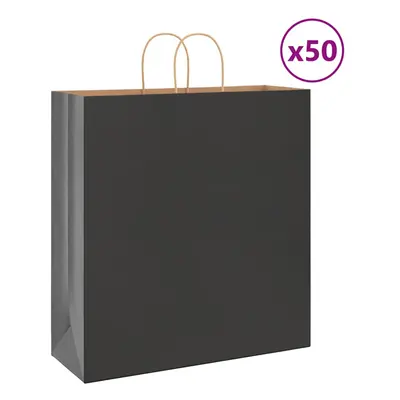 (black, x x cm) vidaXL Paper Bags pcs with Handles Brown 15x8x21 cm Grocery Paper Gift Bag