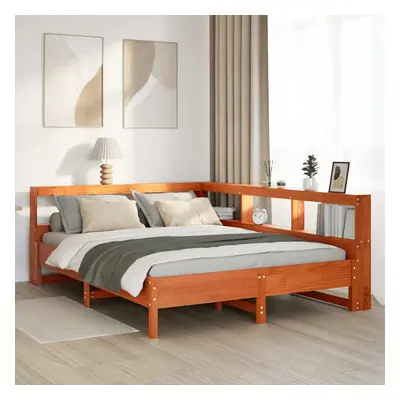 vidaXL Bookcase Bed without Mattress Wax Brown 160x200 cm Solid Wood Pine bed