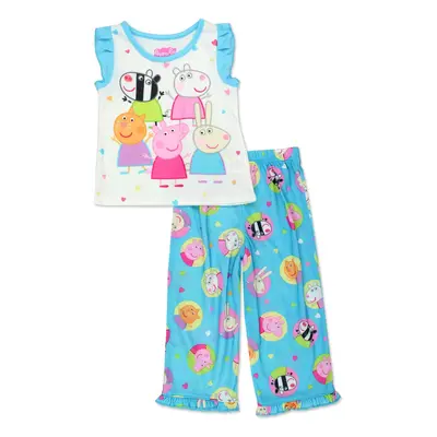 Peppa Pig Girls Toddler Soft Polyester Short Sleeve Pajamas (3T Short