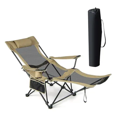 Portable Lounge Chair Folding Camping Chair for Fishing With Headrest