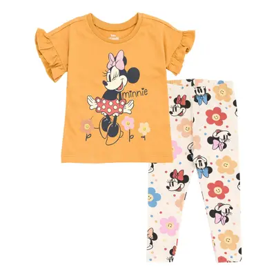 Disney Minnie Mouse Little Girls T-Shirt and Leggings Outfit Set Brown