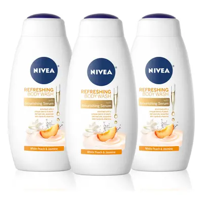 NIVEA White Peach and Jasmine Body Wash with Nourishing Serum Pack of Fl Oz