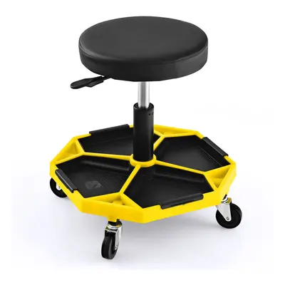 150 KG Capacity Pneumatic Rolling Mechanic Stool w/Tool Tray-Yellow