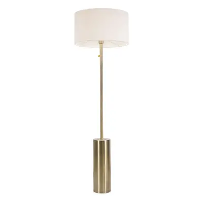 ValueLights Lexy Cream Boucle Shade with Gold Dimmable Floor Lamp