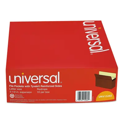 Universal UNV15262T 5-1/4 in. Straight Tab Expansion File Pockets - Letter Redrope/Manila (10/Bo