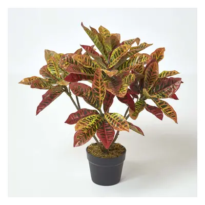 (Red) Rushfoil' Artificial Croton Plant with Pot, cm