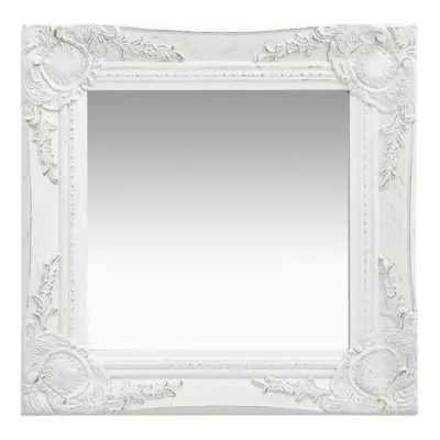 vidaXL Wall Mirror Baroque Style 40x40 cm White Hanging Mirror Bathroom Mirror