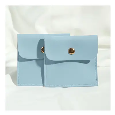 (Light Blue, 100pcs 8x8cm) 10/50/100Pcs PU Leather Snap Button 8x8cm Bag Storage Pouch for Ring 