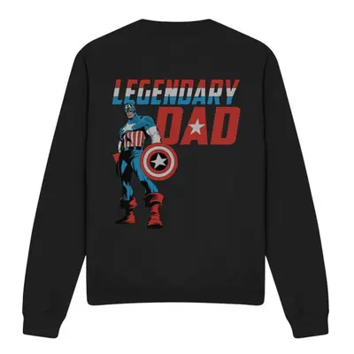 (S, Black) Captain America Unisex Adult Legendary Dad Sweatshirt