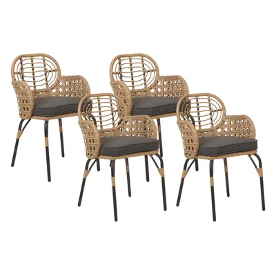 Set of Garden Chairs with Cushions PRATELLO PE Rattan Natural