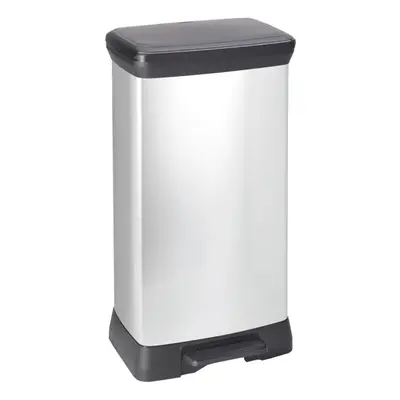 (39 x x cm) Curver Duo Pedal Bin Deco Rubbish Dustbin Waste Can Grey/Silver Multi Models