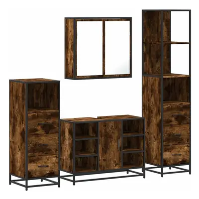 (smoked oak) vidaXL 4ÃÂ Piece Bathroom Furniture SetÃÂ Sonoma Oak Engineered Wood