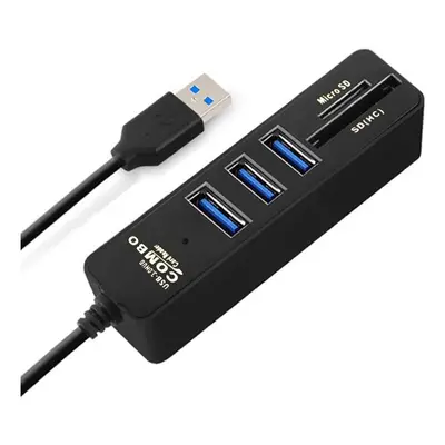 (Black) USB Hub 3.0 High Speed Splitter and SD Card Reader All In One For PC