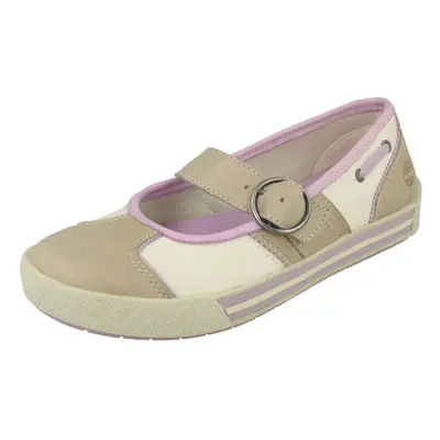 Girls Timberland Casual Leather Pumps - Beige/Lilac Leather - UK Size - EU Size - US Size 4.5