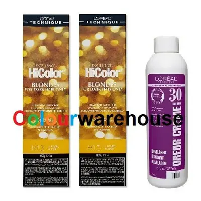 (H13 (2x), Dev (Vol. 30) 8oz) L'Oreal HiColor H13 Natural Blonde, Blondes For Dark Hair Only