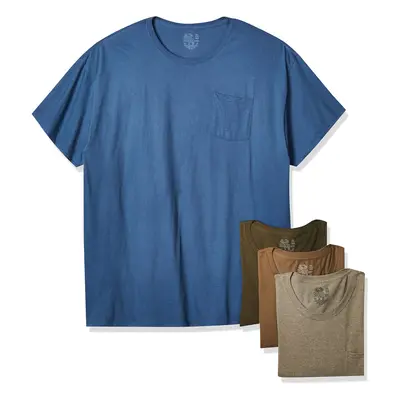 Fruit of the Loom Men's Pocket Crew Neck T-Shirt - Large - Assorted Earth Tones (Pack of 4)