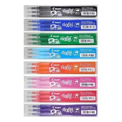 Frixion 0.7mm Tip Rollerball Erasable Pen Refills BLS-FR7 (One Pack Of Each Colour - Refill Pack