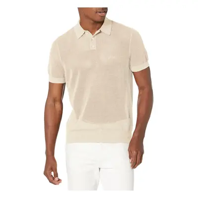 GUESS Men's Short Sleeve Mesh Stitch Lenny Polo Muted Stone