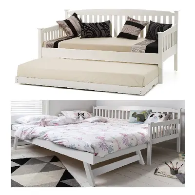 SHAKER STYLE WHITE 3FT SINGLE DAYBED WITH UNDER BED GUEST TRUNDLE