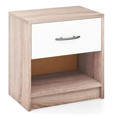 3-Tier Bedside Table Bedroom Nightstand w/Drawer-Coffee