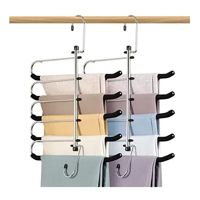 2 Pack Coat Hangers Space Saving Trouser hangers - Upgrade Non-Slip Trouser Hanger Rack with Foa