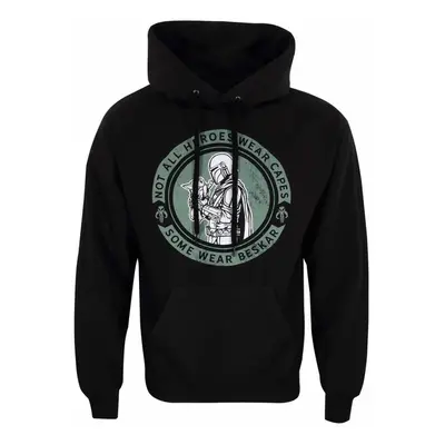 (S, Black) Star Wars: The Mandalorian Unisex Adult Wear Beskar Hoodie