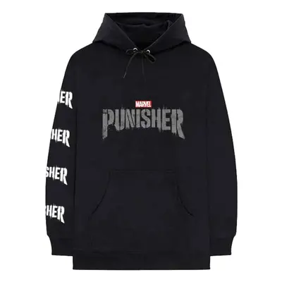 (S, Black) Punisher Skull Stamp Hoodie