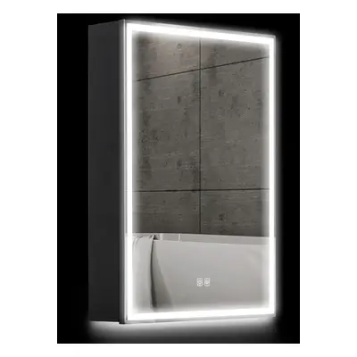 HOMCOM Bathroom Cabinet with Mirror, LED Lights and Demister Pad, Black