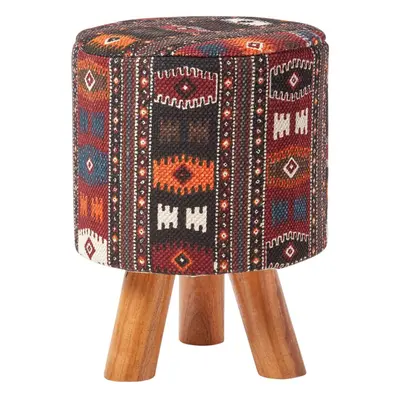 (32 x x cm) Multi Coloured Kilim Footstool with Wooden Legs