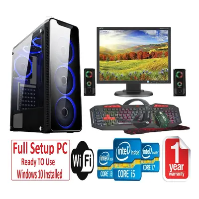 Fast GAMING PC Bundle - i5 16GB RAM 1TB+128GB SSD GTX1050TI 4GB - Speakers - FANS BLUE