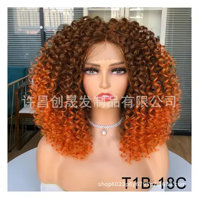 (T1B18C) Former Lace Wigs Female Black Short Curly Kinky Curly Wigs African Wiggle Set European 