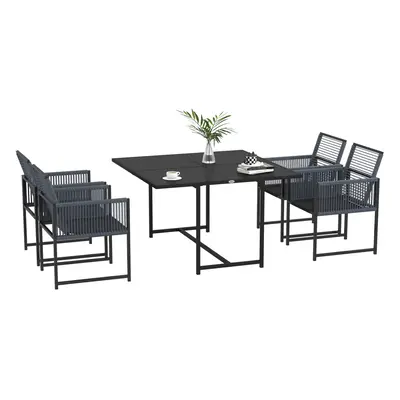 Outsunny Pieces Patio Dining Set with Foldable Back, Dark Grey