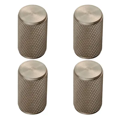 4x Knurled Cylindrical Cupboard Door Knob 18mm Dia Satin Nickel Cabinet Handle