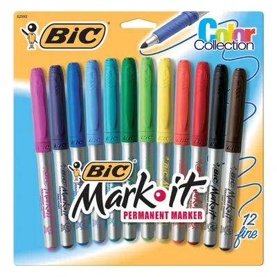 BIC Mark-It Fine Point Permanent Markers 12/Pkg-Assorted Colors