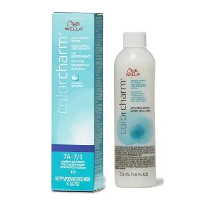 (7A + Activating Lotion (7.8oz)) Wella Color Charm 7A Medium Ash Blonde Demi â Permanent Hairc