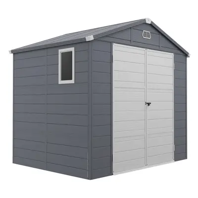 Outsunny x 6ft Garden Shed Storage w/ Foundation Kit, Vents, Grey