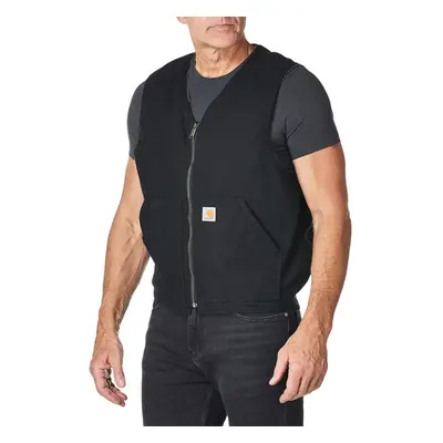 Carhartt Men's Relaxed Fit Washed Duck Sherpa-Lined Vest Black XX-La