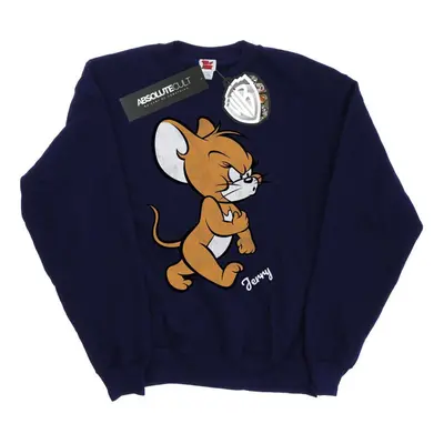 (S, Navy Blue) Tom and Jerry Mens Angry Mouse Cotton Sweatshirt