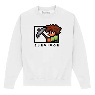 (L, White) Terraria Unisex Adult Survivor Sweatshirt