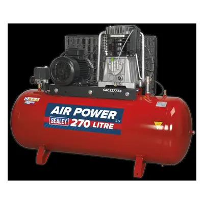 Air Compressor 270L Belt Drive 7.5hp 3ph 2-Stage with Cast Cylinders