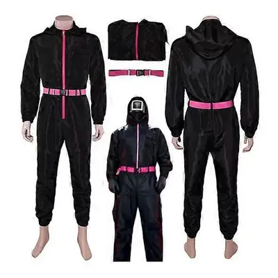 (L) New version Squid Game Cosplay Costume Jumpsuit Game Bodysuit Men Adult Black Uniform Belt C