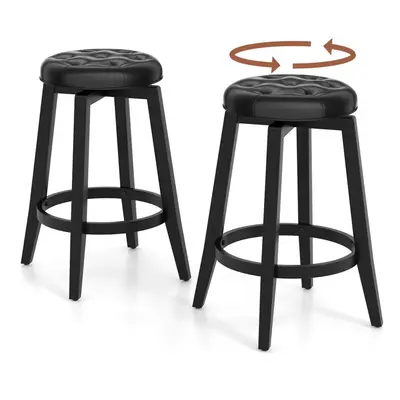 Set of Bar Stools Kitchen Upholstered Counter Height Chair Swivel 66cm