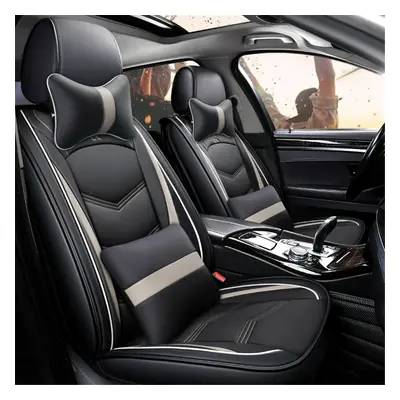 (Grey) Wear-Resistant PU Leather Car Seat Cover