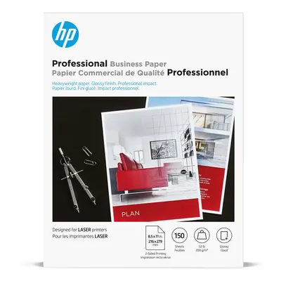 HP Professional Business Paper Glossy 8.5x11 in lb sheets works with laser printers (4WN10A) Whi