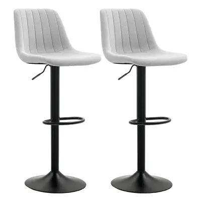 HOMCOM Bar Stools Set of Adjustable Swivel Bar Chairs with Backrest Grey