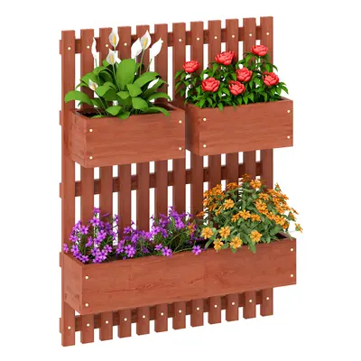 Outsunny Wooden Garden Planters with Trellis Wall-mounted Raised Garden Bed