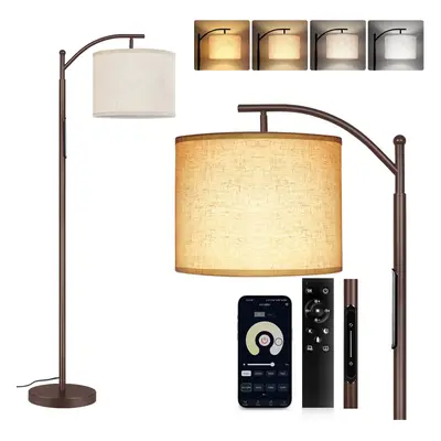 (Brown) Dimmable floor lamp with touch control, remote control and app control, 3000K-6000K adju