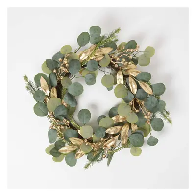 Green & Gold Eucalyptus Christmas Wreath, cm