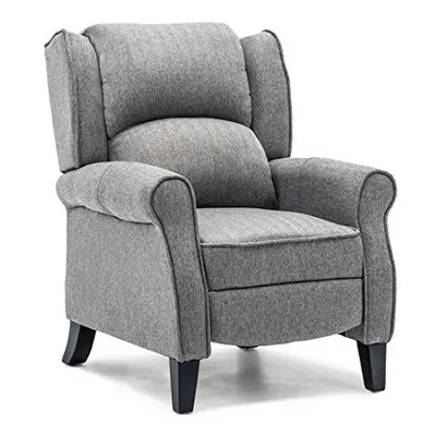 (Herringbone Grey) Eaton Wing Back Fireside Herringbone Fabric Recliner Armchair Sofa Chair Recl