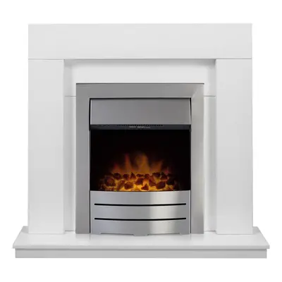 Adam Malmo in Pure White & Black/Pure White with Colorado Electric Fire in Brushed Steel, Inch